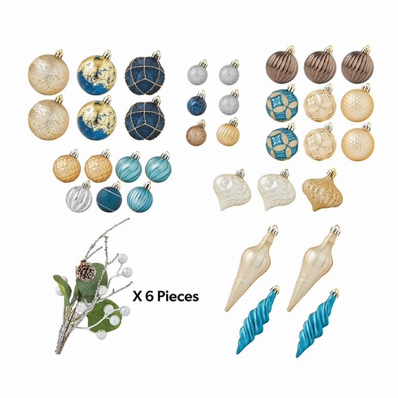 NIB Member's Mark Pre-Lit 32" Tree & Decorating Kit - Blues & Metallics - Picture 2 of 5